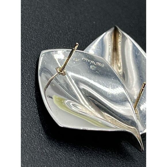 Signed Designer Sterling Silver & *14K Gold Post DESIGNER Modern Post Earrings - Picture 10 of 16